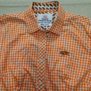 Thomas Dean OSU Oklahoma State University Checkered Shirt Women's Size Large
